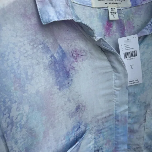 NWT Anthropologie Cloth & Stone Bess Tie-Dye Buttondown Lightweight Shirt , L - Picture 7 of 9
